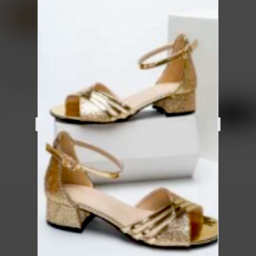 Gold glittery chunky heel